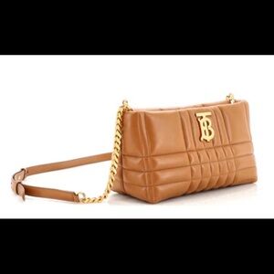 Genuine Burberry Lola Zip Shoulder Bag Quilted Leather, like new. Brown/tan